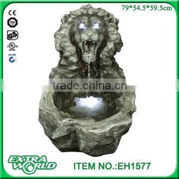 polyresin garden lion head artificial waterfalls decoration