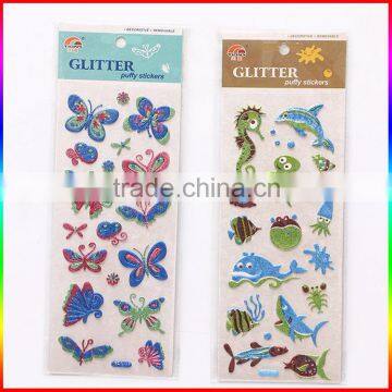 butterfly and fish colourful glitter powder stickers