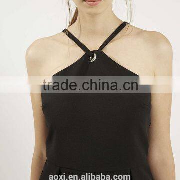 Spaghetti Strap Black Fashion New Design Sexy Short Jumpsuit photo-2
