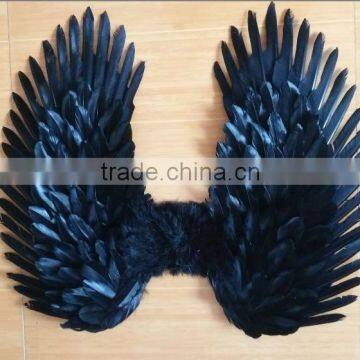 Adults' Black Costume Feather Angel Wings Point Up or Down