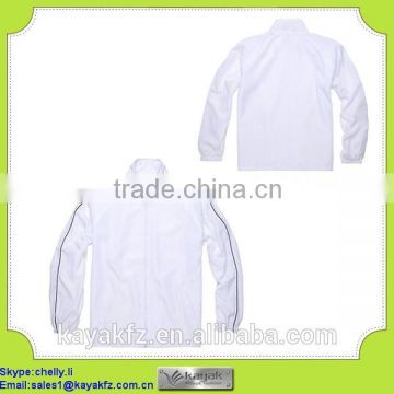 custom polyester white winter windbreaker jacket