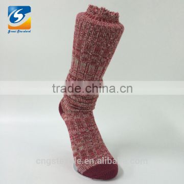 Fashion comfortable soft double cylinder thick needle knee high polyester woman sock