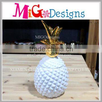 Dolomite White Ceramic Pineapple Candy Jar Reasonable Price Wholesale