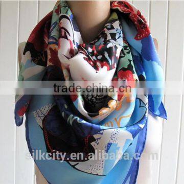 Digital Print Custom Design Silk Scarf