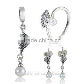 Luxury Silver Jewelry Set Wholesale Sterling Silver Cz Stud Earrings 925 Thailand Silver Earring Fashion Letter Pendant Jewelry photo-3