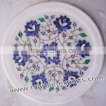 Marble Inlay Plate Semi Precious Stone Inlaid Plate