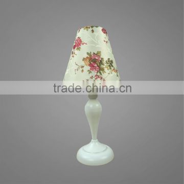 Metal Base And Body In White Powder Coating With Printing PP Lampshade Bedside Table Lamp Mini Table Lamp