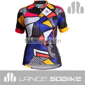 2014 New Style Women Sublimation Printing 100% Polyester Cycling Tops Custom Cycling Jerseys Bike Shirt