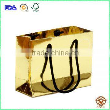 Clossy Gold Laminated gift bag ,Free Sample Shopping bag