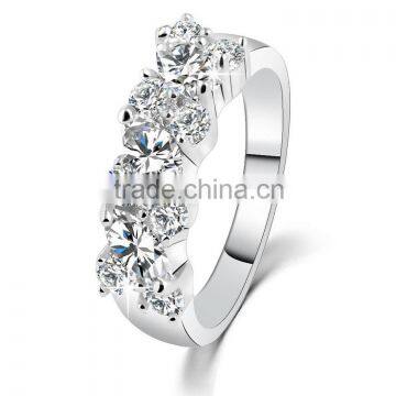 Hot sale high quality crystal jewelry for women 14k gold plated bridal silver rings