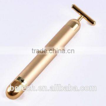 Vibration Function 24K gold Energy Beauty T Bar Facial Instrument for Face Lifting Tools