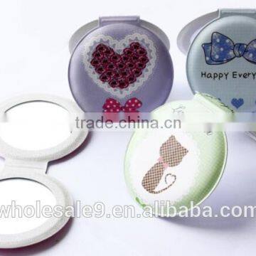 Pu Leather Cosmetic Mirror With Flowers photo-4