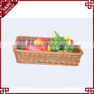 Hand Woven Customized Food Storage Square Shape Plastic Poly Rattan Basket for Fruit photo-4