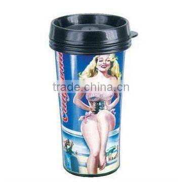 160Z Plastic thermal custom camping auto mug with printed advertisement