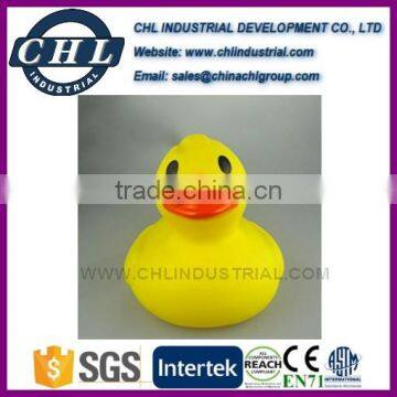 Floating yellow vinyl rubber duck