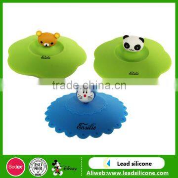 Food Grade Silicone Rubber Coffee Cup Lid, Custom Cartoon Silicone Cup Cover