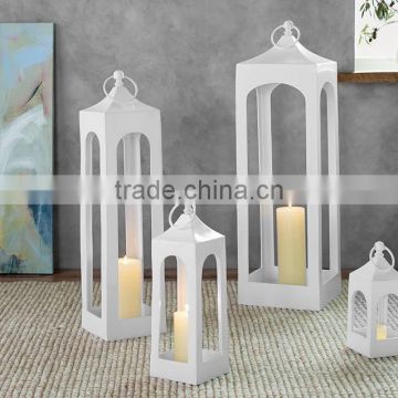 Metal Lantern Candle Holder | Set Of 4 Metal Lantern | Lantern White Metal