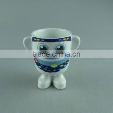 decal porcelain cute cup with two handles