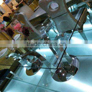 Rectangle Used Glass Dining Table Designed for Living Room / Stainless Steel Dining Table AH6120L photo-3