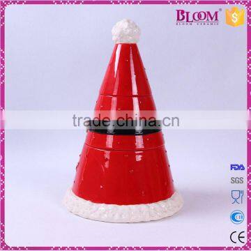 Three Layers Desgin Hat Shape Desgin Christmas Ceramic Decorations photo-3