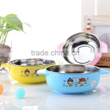 2016 New style colorful plastic baby use Thermal stainless steel bowl