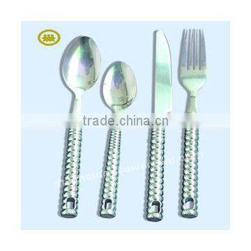 Stainless steel cutlery set with plastic handle