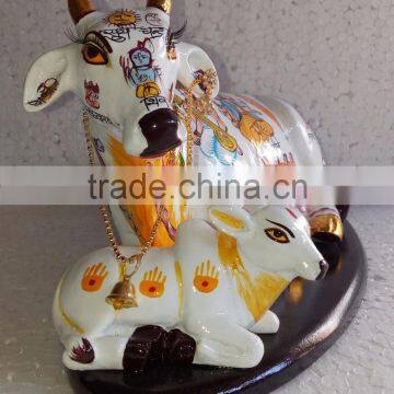 Indian Handicraft Hand Painted Resin Kamdhenu Cow photo-2