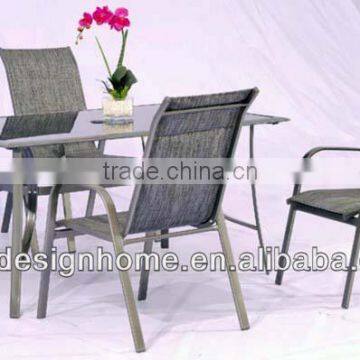 5 PCS 2X1 SLING/TEMPERED GLASS/STEEL OUTDOOR LEISURE CONVERSATION PATIO SET