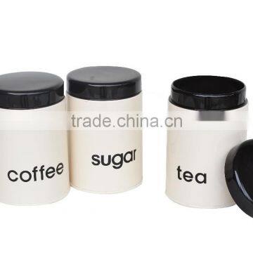 Plastic Lid Tea Sugar Coffee Kitchen Container Set of 3 photo-2