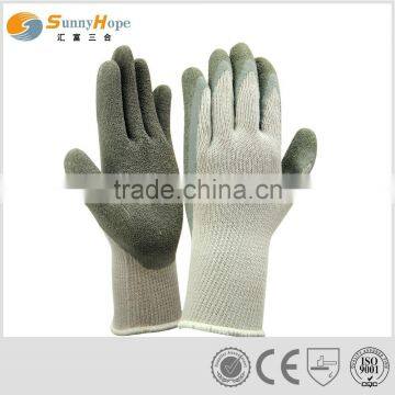 Grey palm coated latex gloves for construction