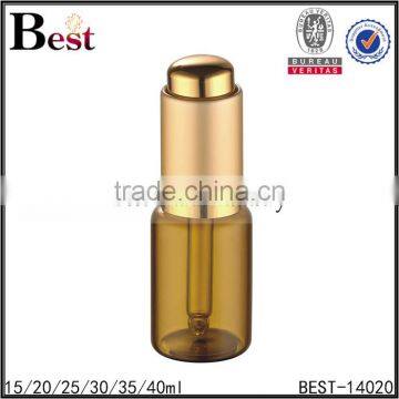 cosmetic 20ml 30ml essential oil glass fragrance perfume bottle amber golden aluminum metal pump bottle perfume glass