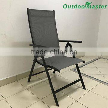 7-Position Adjustable Folding Recliner Teslin Black Aluminum Deck Chair