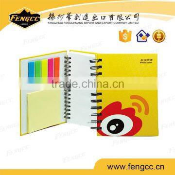 High fashion cheap 3 folded sticky wirebound /pp spiral notebook with cardboard cover for school