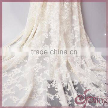 lovely flower embroideried in tulle mesh for bridal dress