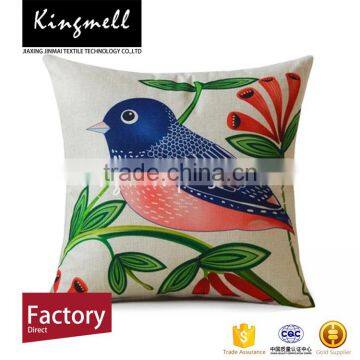 Custom birds' twitter and fragrance of flowers digital printed cotton linen cushion cover