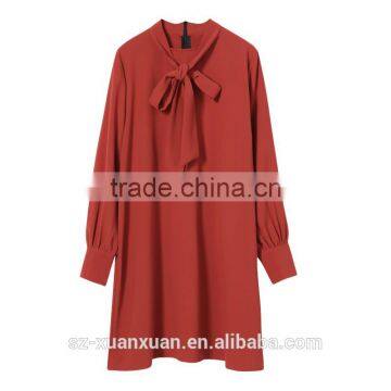 2017 New Design Ladies Red Chiffon Long Dress for Women photo-3