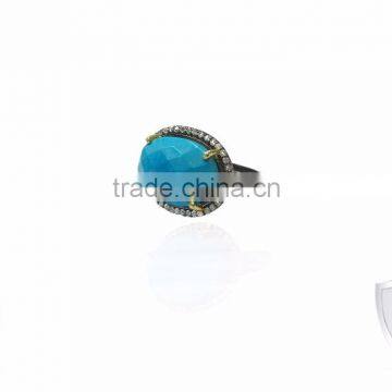 925 Sterling Silver Ring with Blue Turquoise Gemstone