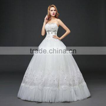 MGOO High Quality Empire Hand Work Tail Wedding Dress Korea Style Bridal Strapless Dress Italian Wedding Dress Sleeveless photo-6