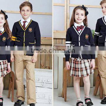 2016 V neck contrasted color buttoned cardigan teenagers shool sweater uniform