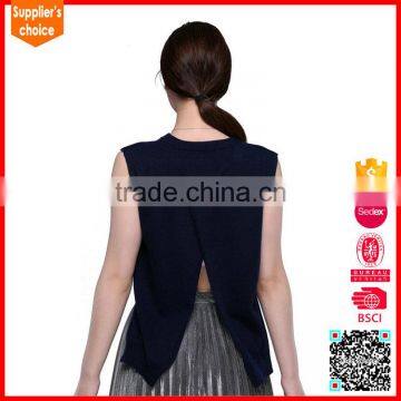 New Design o Neck Pullover Sleeveless Custom Hollow Out Merino Wool Vest photo-4