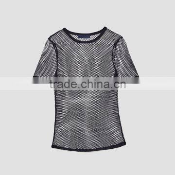 Wholesale Women Custom Top Casual Woman Mesh Short Sleeve Knitted T-Shirt China Supplier photo-6