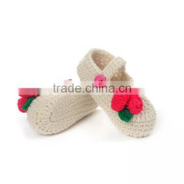 Flower Button Style Free Pattern Crochet Baby Girls Shoes