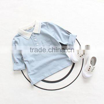 1-8 Years 2017 Wholesale Autumn Cotton Full Sleeves Blouses Solid Color Kids Boys Shirts (pick Size Color) photo-3