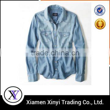 High Quality OEM Custom Stone Washed Denim mens Shirts Wholesale