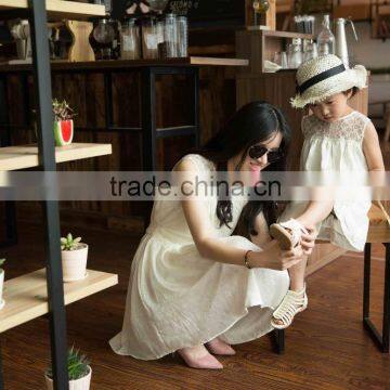 COOL KID ZONE Summer White Sleeveless Chiffon Princess Dress Matching Mother and Daughter Dress photo-5