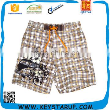 Men Good Quality Quick Dry Checks Print Surf Board Shorts Swimwear & Beachwear