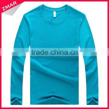 Bulk 100 cotton round neck custom plain mens long sleeve t shirt