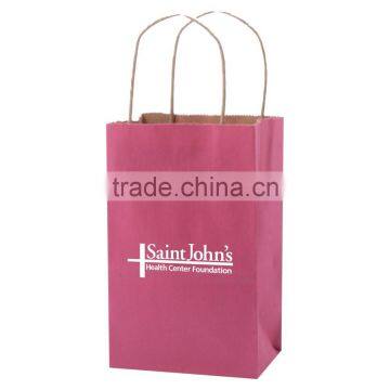 USA Made Solid Tinted Kraft Shopping Bag - Made of Kraft Paper, Dimensions Are 5.25" x 3.25" x 8.5" and Comes With Your Logo. photo-2