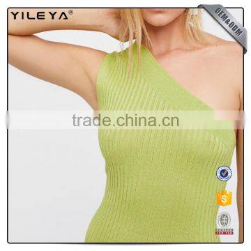 Yileya Manufacturer Full Services Offer Light Knit Green Bodycon Midi One Shoulder Dress photo-2