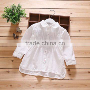 Wholesale blank white girl shirt blouse long sleeves baby kids shirt